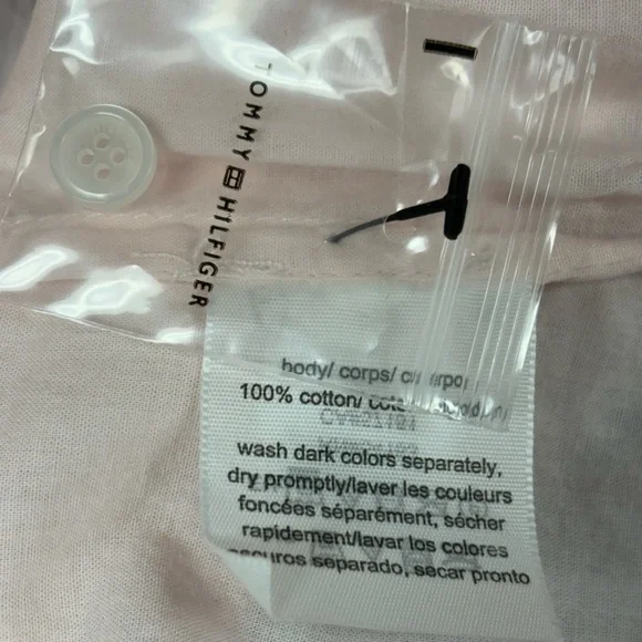 🌸 3/$15 Tommy Hilfiger Light Pink Button-Up Long Sleeve Shirt, Large, NWT - Picture 5 of 9